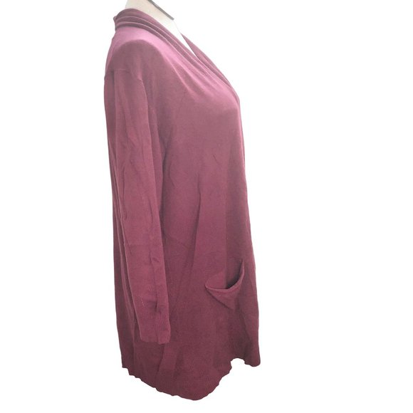 Evolution Women's 2X Burgundy Open Front Sweater Pockets Long Sleeve - Picture 6 of 9